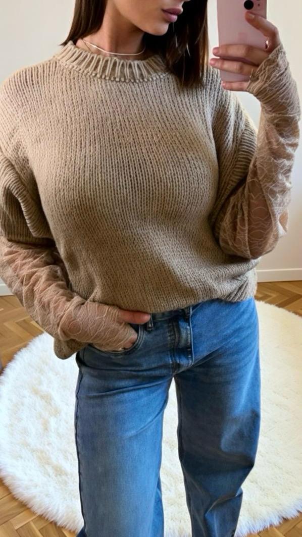 Pull Dentelle Mitaines-BILLY