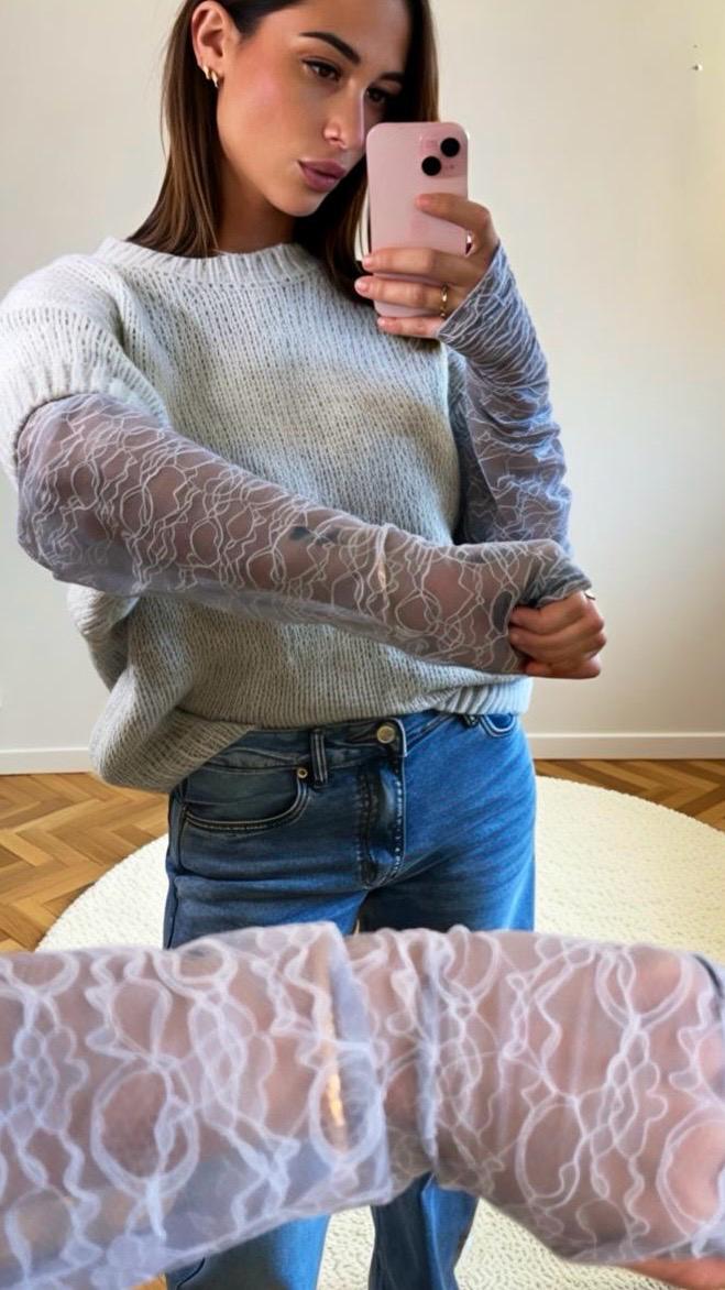 Pull Dentelle Mitaines-BILLY