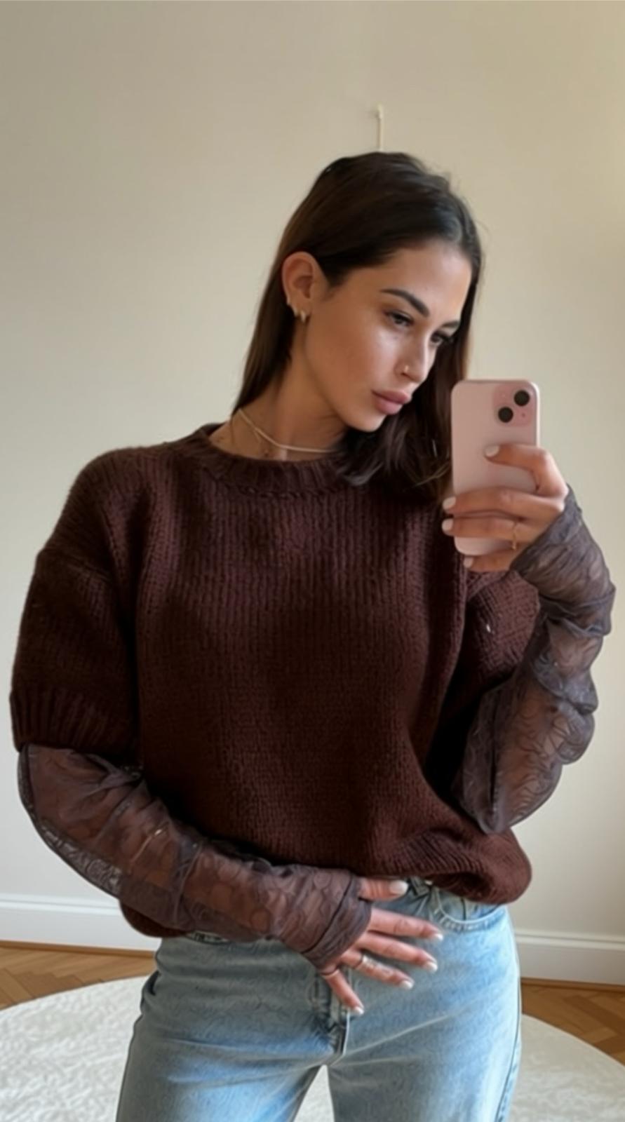 Pull Dentelle Mitaines-BILLY