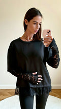 T-shirt Dentelle Mitaines-LOVE