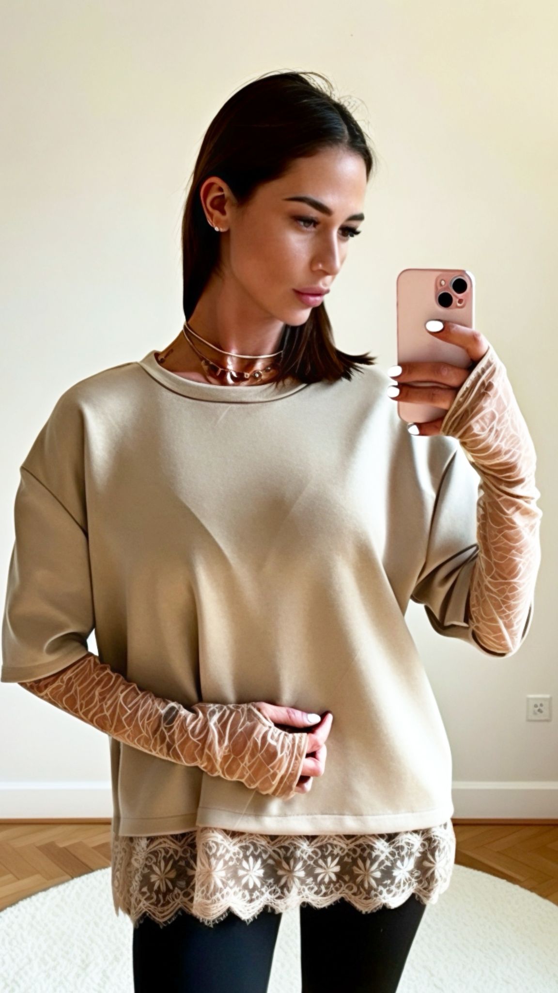 T-shirt Dentelle Mitaines-LOVE