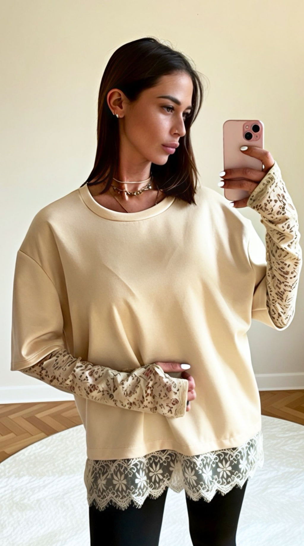 T-shirt Dentelle Mitaines-LOVE