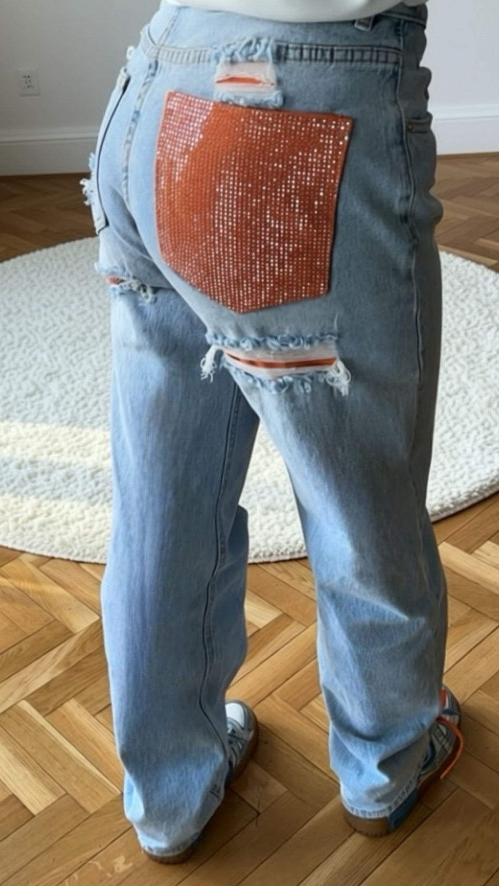 Jean's-ELENA STRASS ORANGE