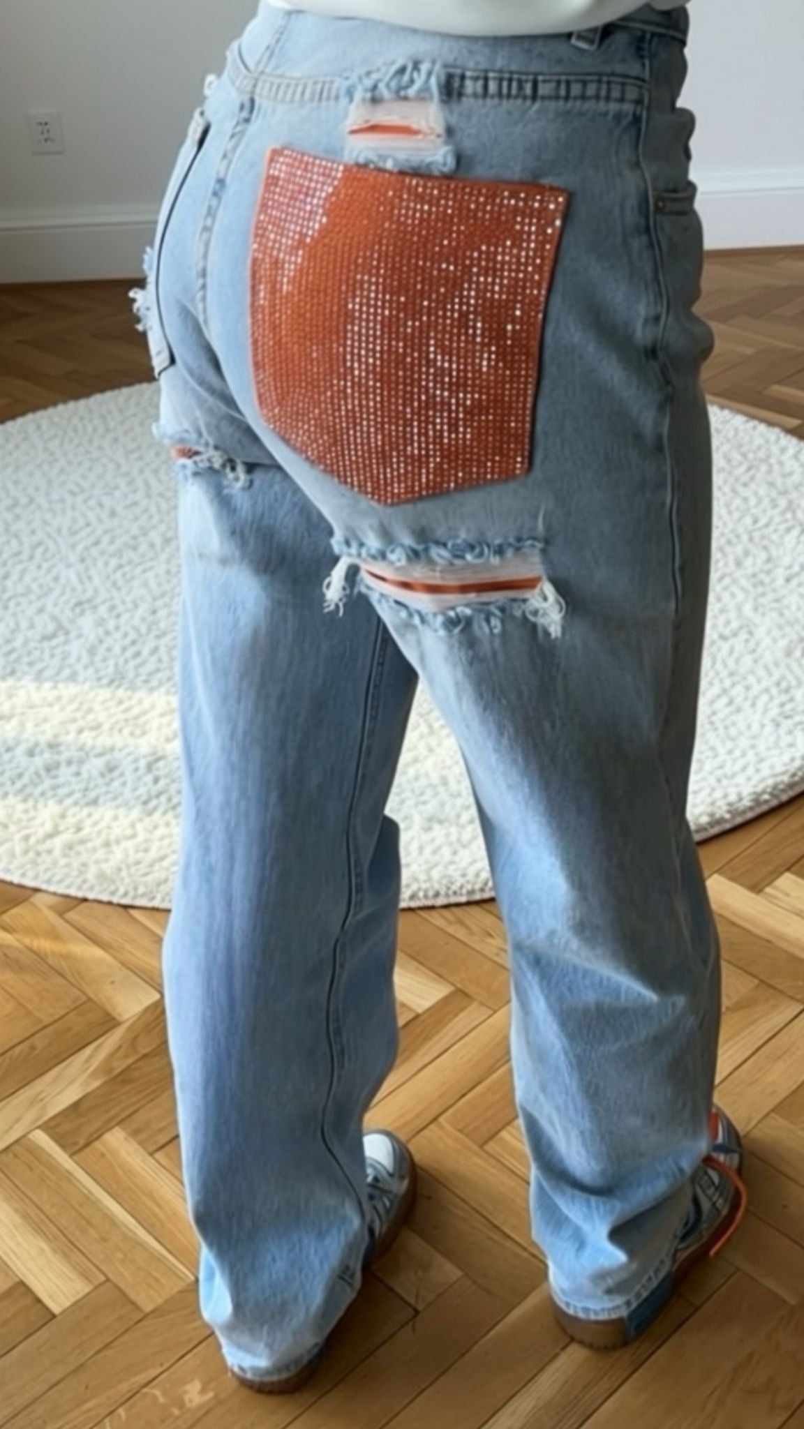 Jean's-ELENA STRASS ORANGE