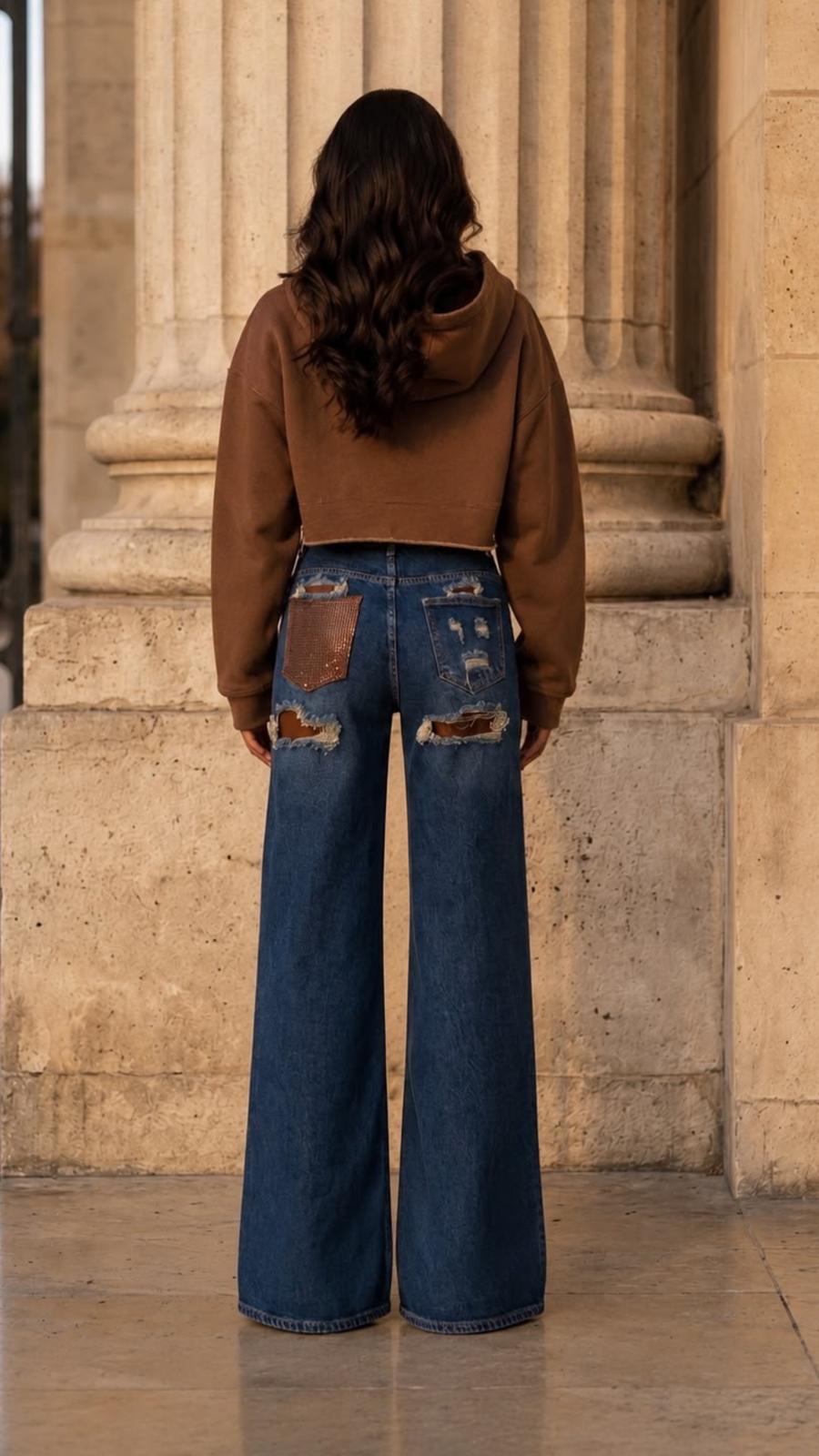 Jean's poche marron-ELENA
